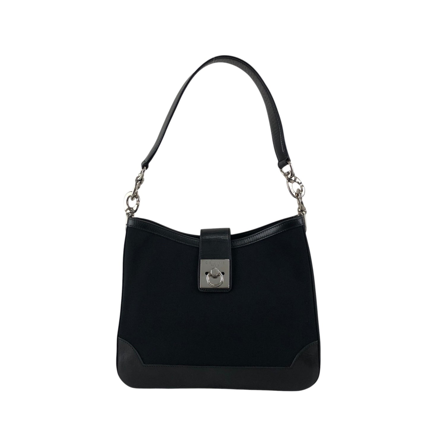 CELINE Gancini Shoulder bag Black Vintage 4cxdup