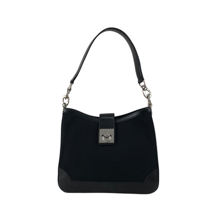 CELINE Gancini Shoulder bag Black Vintage 4cxdup