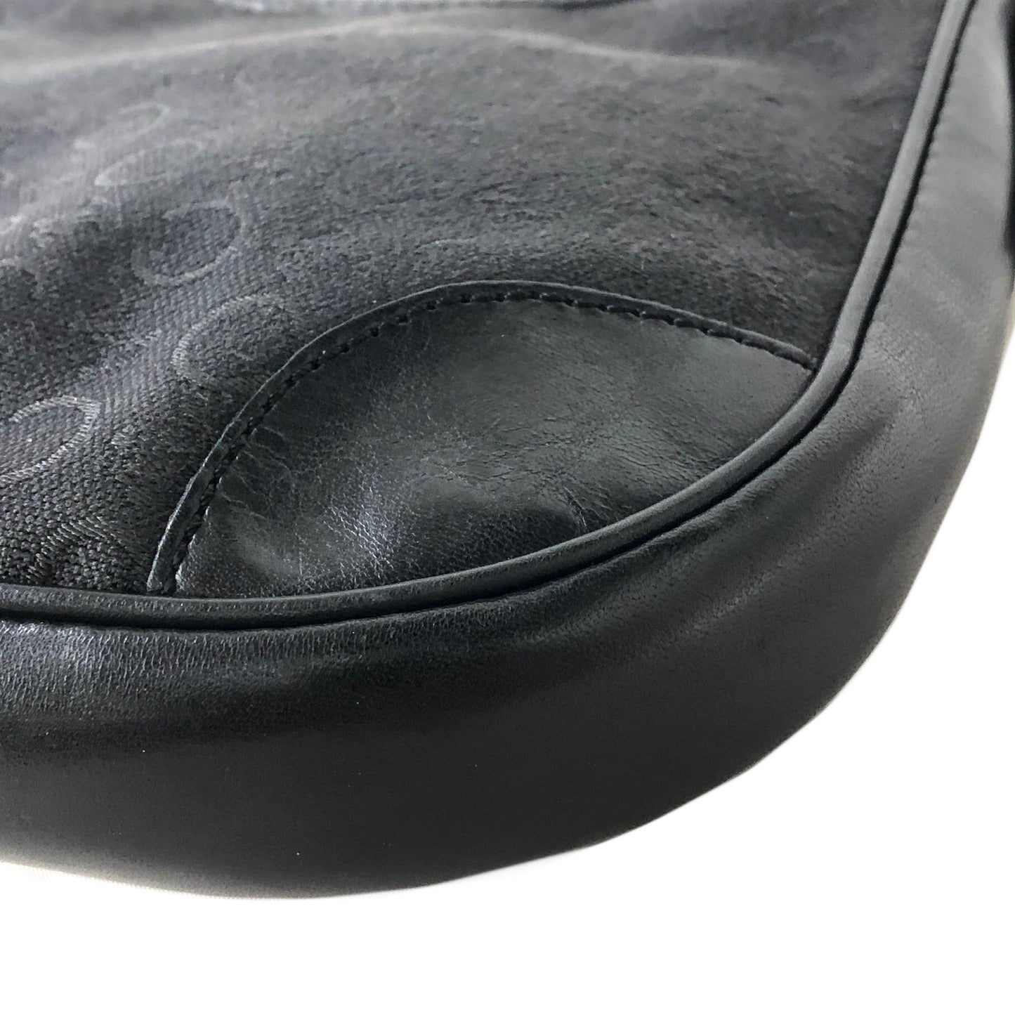CELINE Macadam Jacquard Leather Handbag Black Vintage ffjdbd