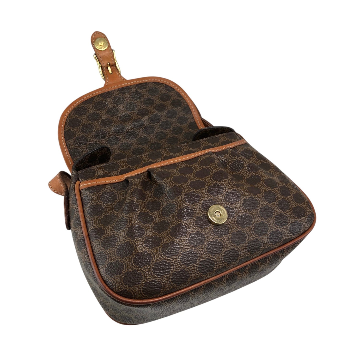 CELINE Macadam Blason Shoulder bag Brown Vintage 4bfs88