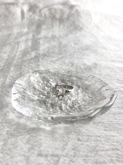 Christian Dior Logo Motif Ring Silver Vintage s42k5y