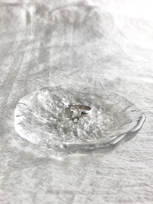 Christian Dior Logo Motif Ring Silver Vintage s42k5y