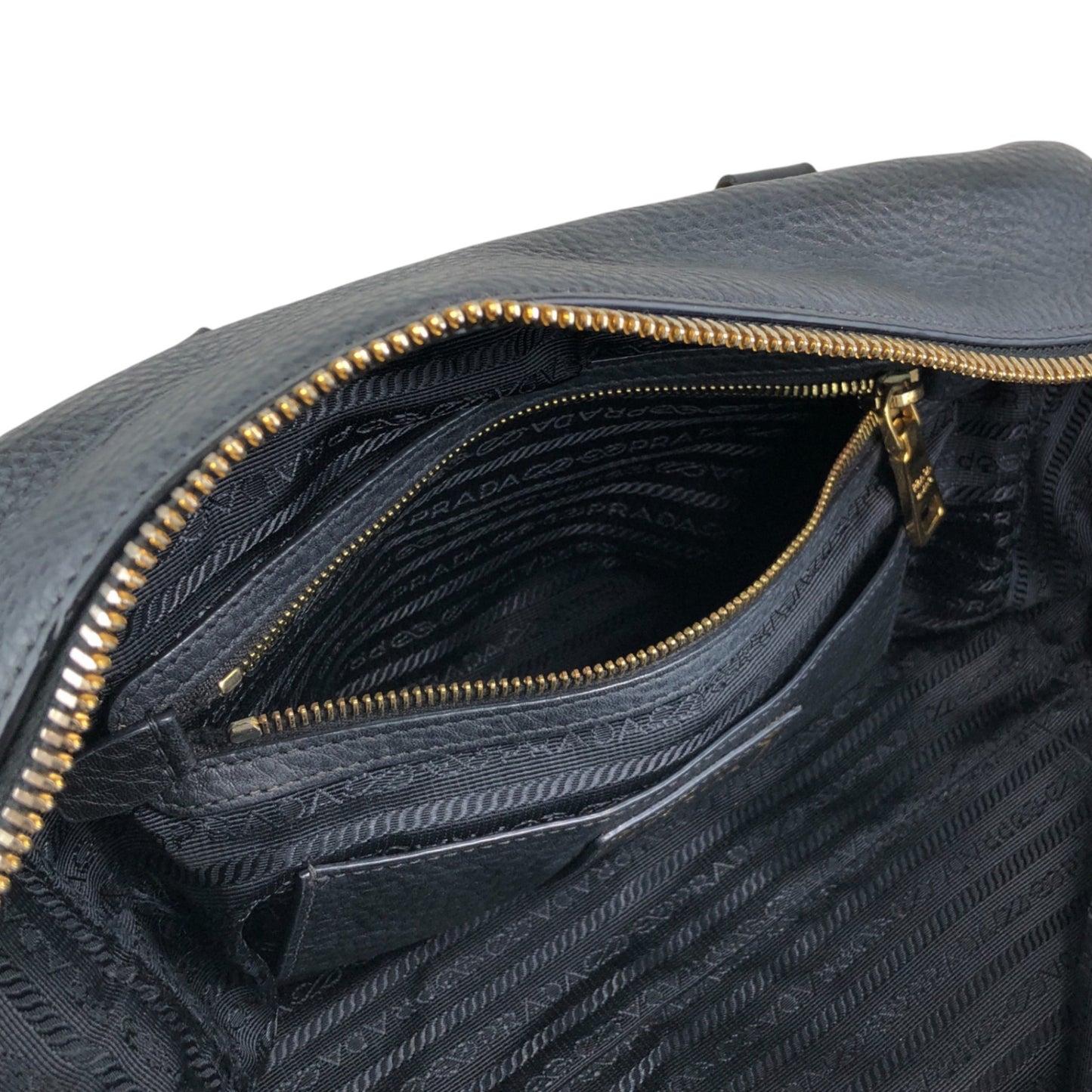 PRADA Logo Small Boston bag Handbag Black Vintage c8s4mf