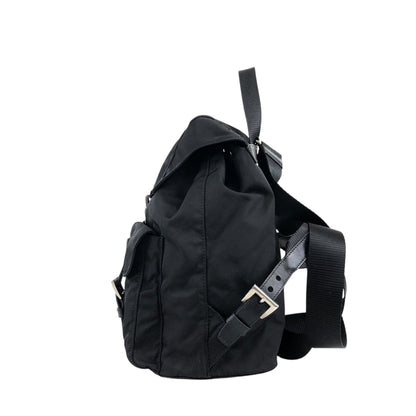 PRADA Triangle Logo Double Pocket Backpack Black Vintage ipfw4s