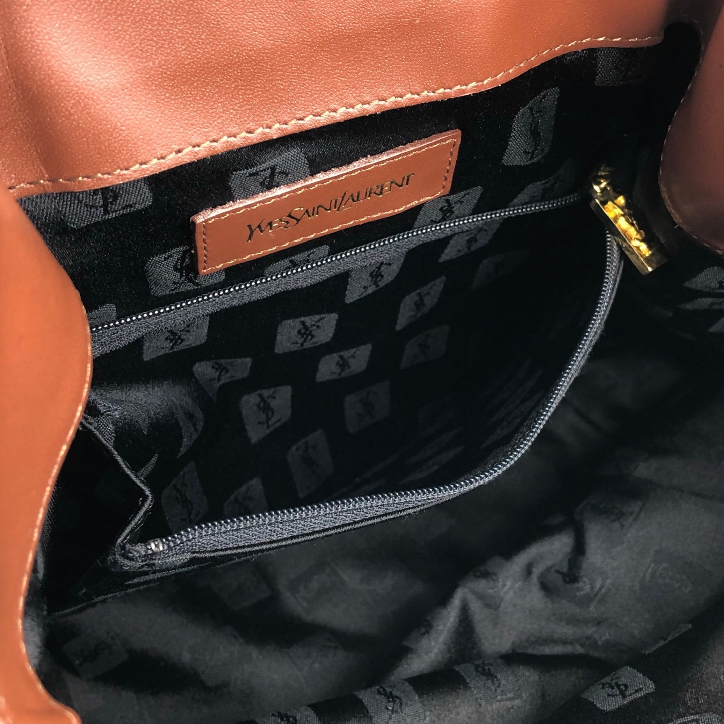 Yves Saint Laurent Logo Drawstring Shoulder bag Brown Vintage vjh7bs