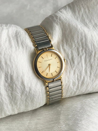 Yves Saint Laurent YSL Logo Watch Gold×Silver Vintage rurspi