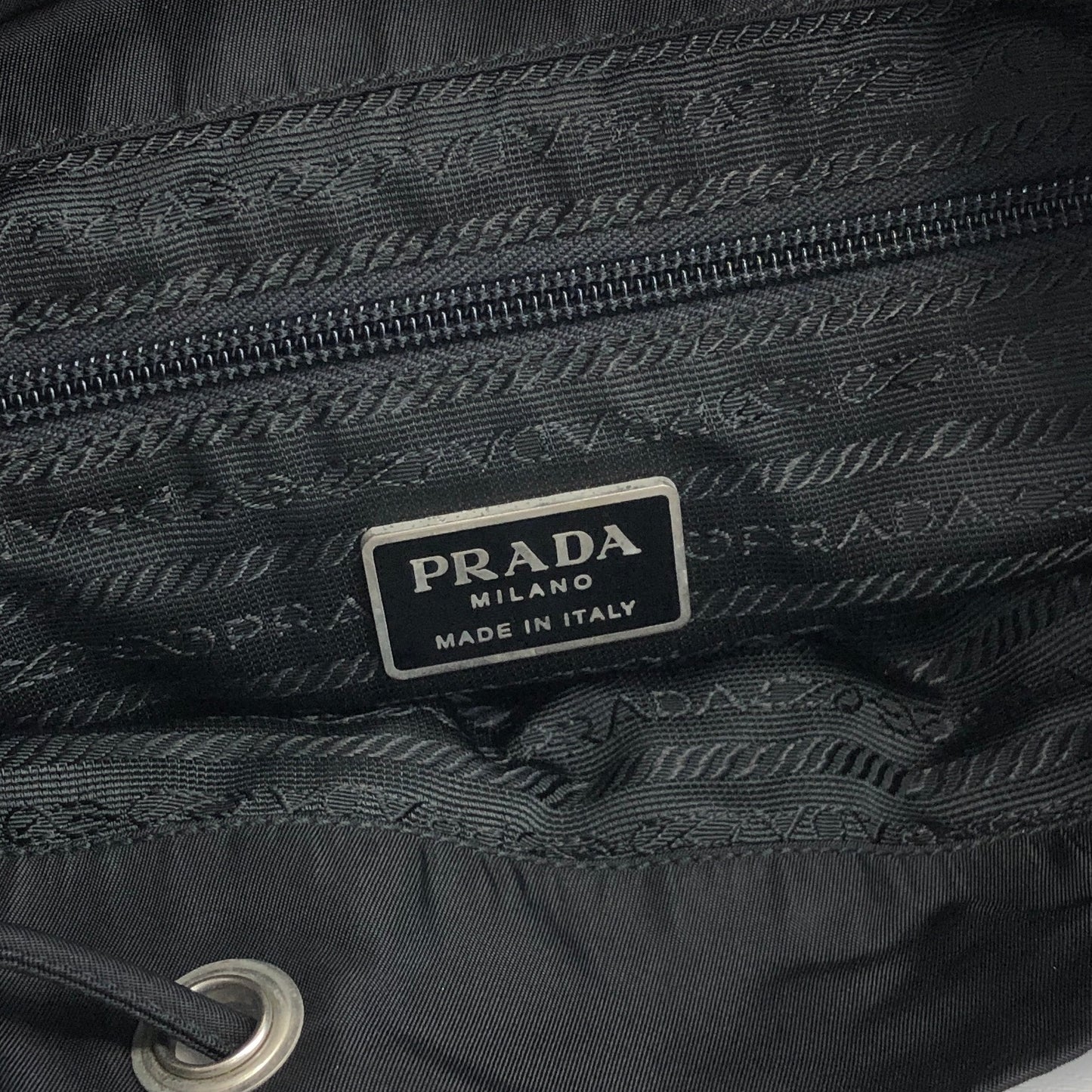 PRADA Triangle Logo Double Pocket Backpack Black Vintage yknjwi