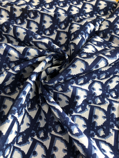 Christian Dior Silk Scarf Navy×Yellow Vintage 5w2wh8