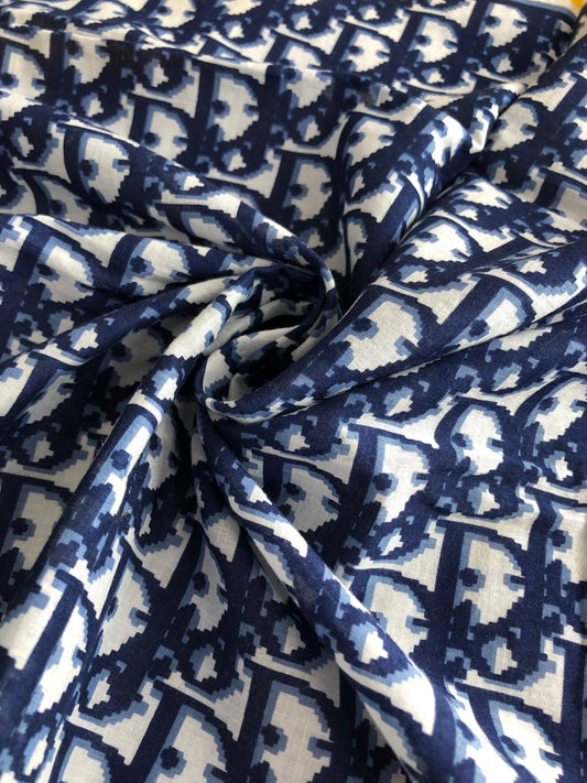 Christian Dior Silk Scarf Navy×Yellow Vintage 5w2wh8
