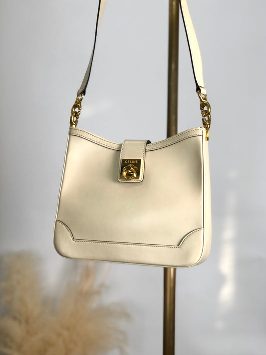CELINE Gancini Shoulder bag Beige Vintage xc33k4