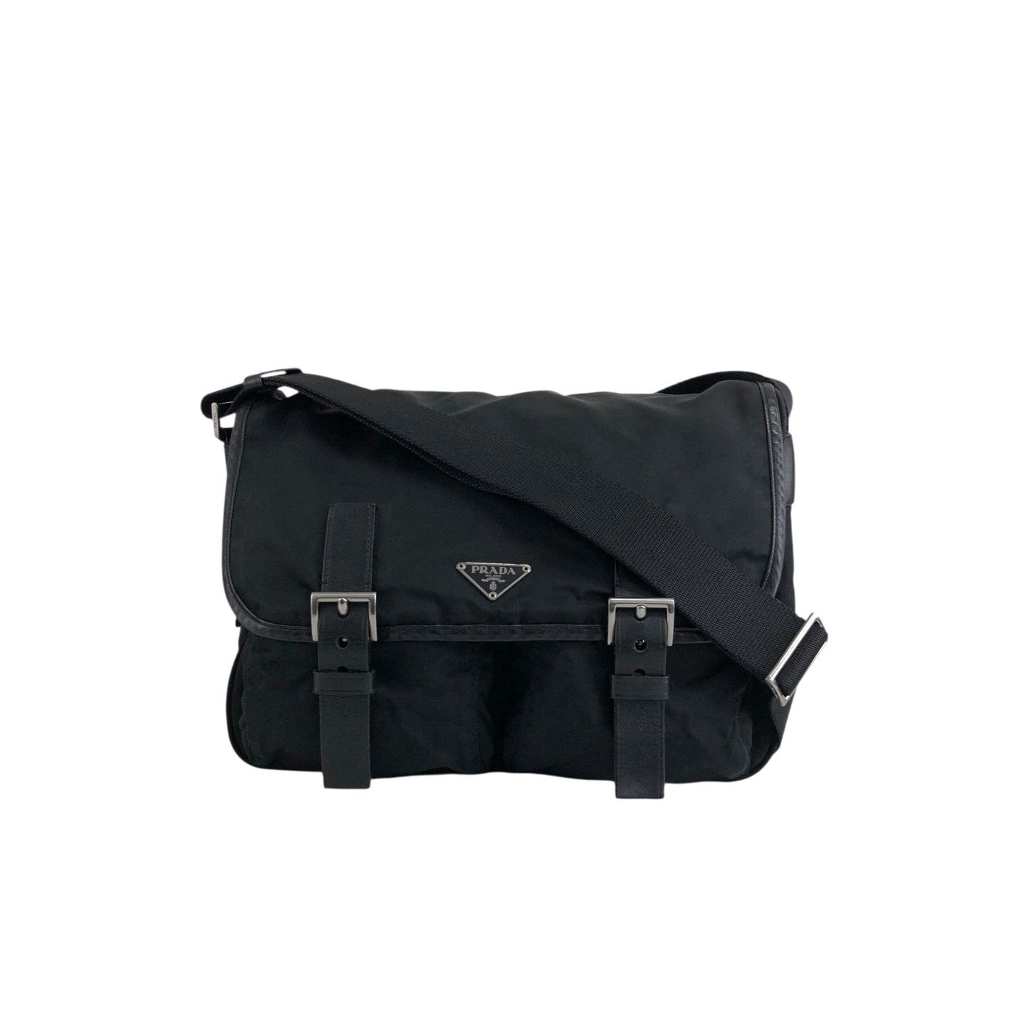 PRADA Triangle Logo Shoulder bag Black Vintage s5jtyw