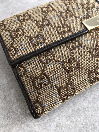 GUCCI GG Canvas Folded Wallet Beige Vintage phhryh