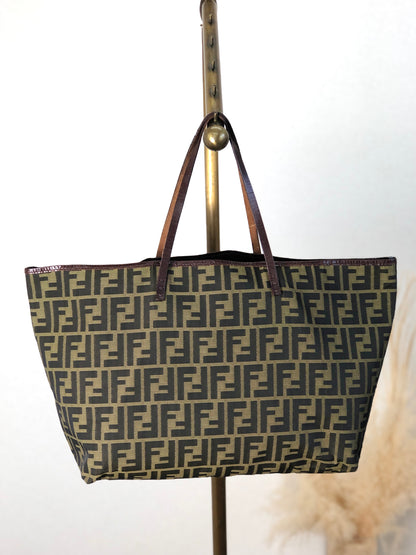 FENDI Zucca Handbag Totebag Brown Vintage jeeys6