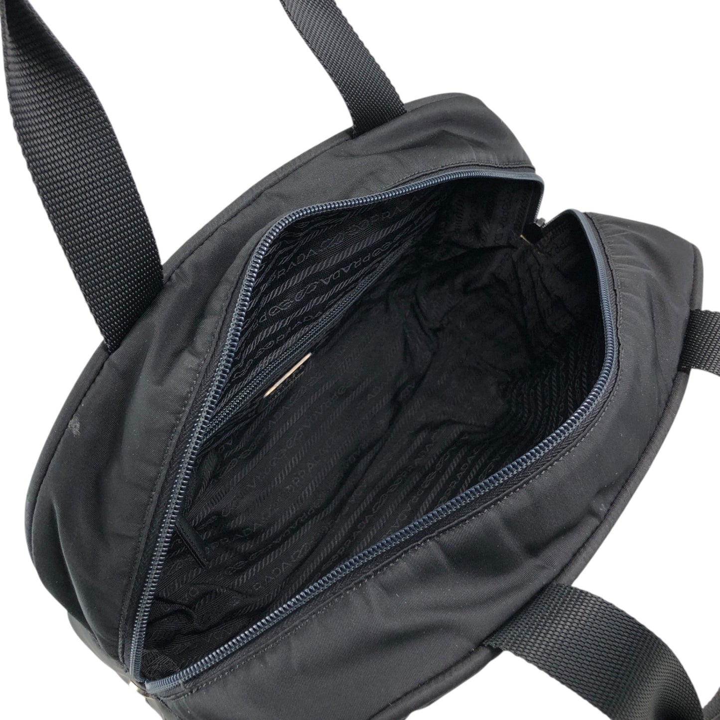 PRADA Tessuto Triangle Logo Padlock Handbag Black Vintage h25vhs