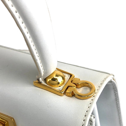 Salvatore Ferragamo Gancini Two-way Handbag Shoulder bag White Vintage muu4yy