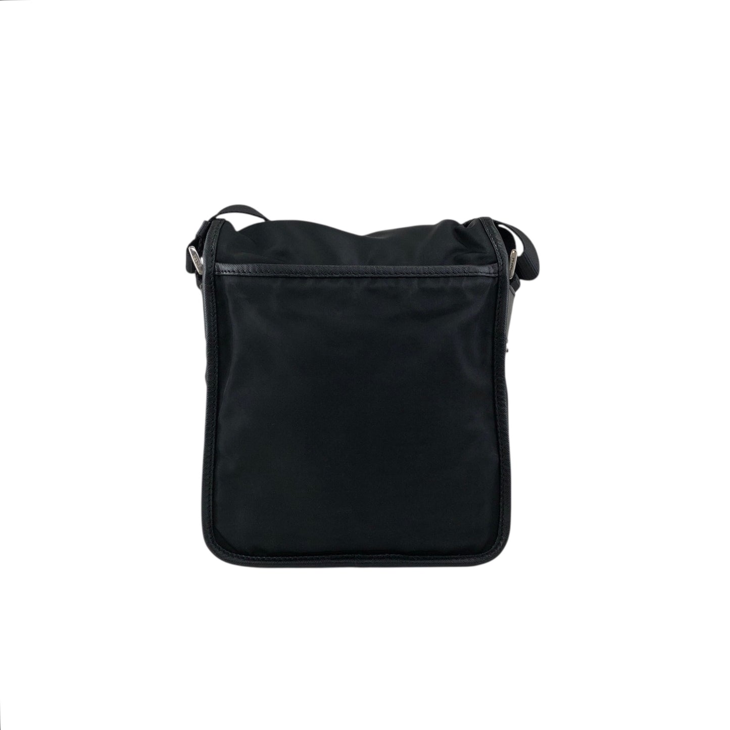 PRADA Tessuto Triangle Logo Front Buckle Shoulder bag Black Vintage 78def6