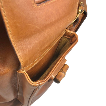 GUCCI Bamboo Turn Lock Double Pocket Backpack Brown Vintage sdazp3