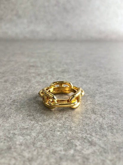 HERMES Chaine d'ancre Scarf Ring Gold Vintage 7eujzp