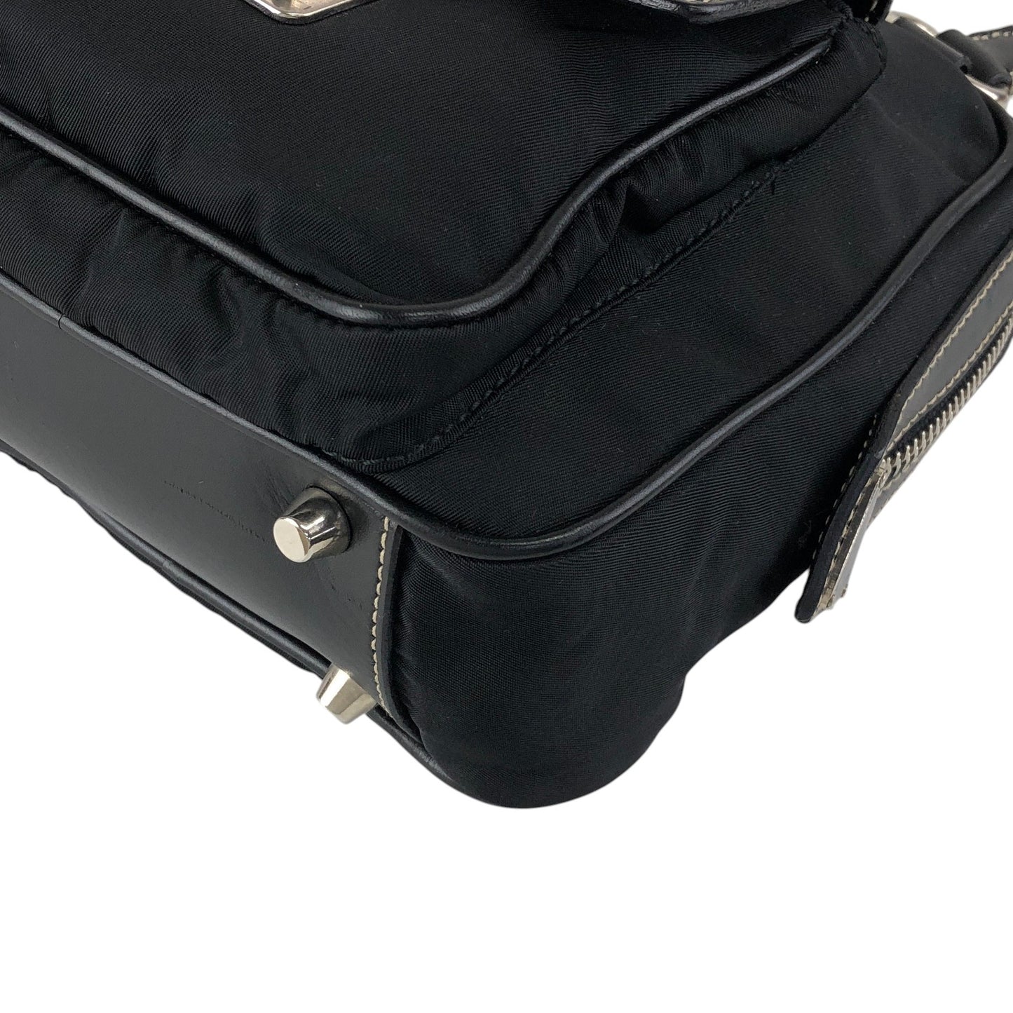 PRADA Triangle Logo Handbag Shoulder bag Black Vintage ntuyze