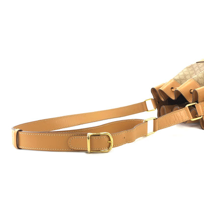 CELINE Macadam Blason Drawstring Shoulder bag Beige Vintage xugruh