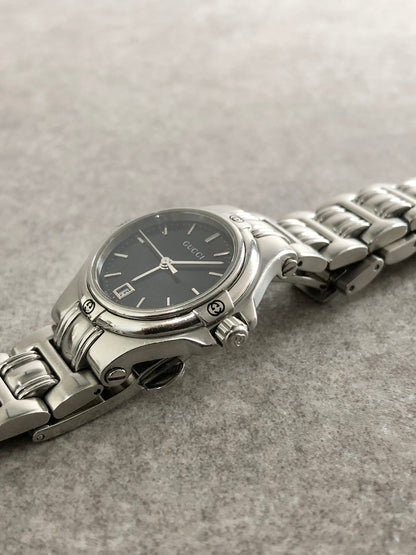 GUCCI Logo Quartz Watch Silver 9040L Vintage hmjs4w