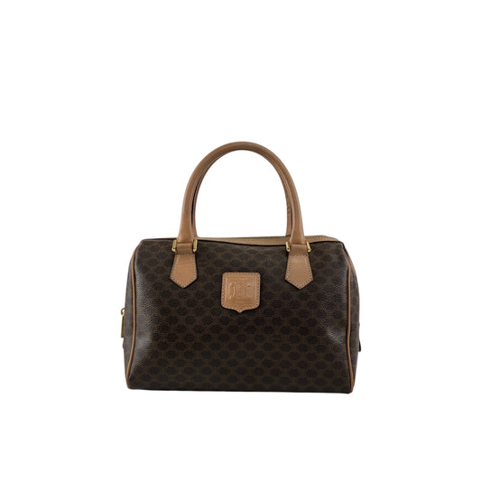CELINE Macadam Triomphe Handbag Boston bag Brown Vintage 7bmypd