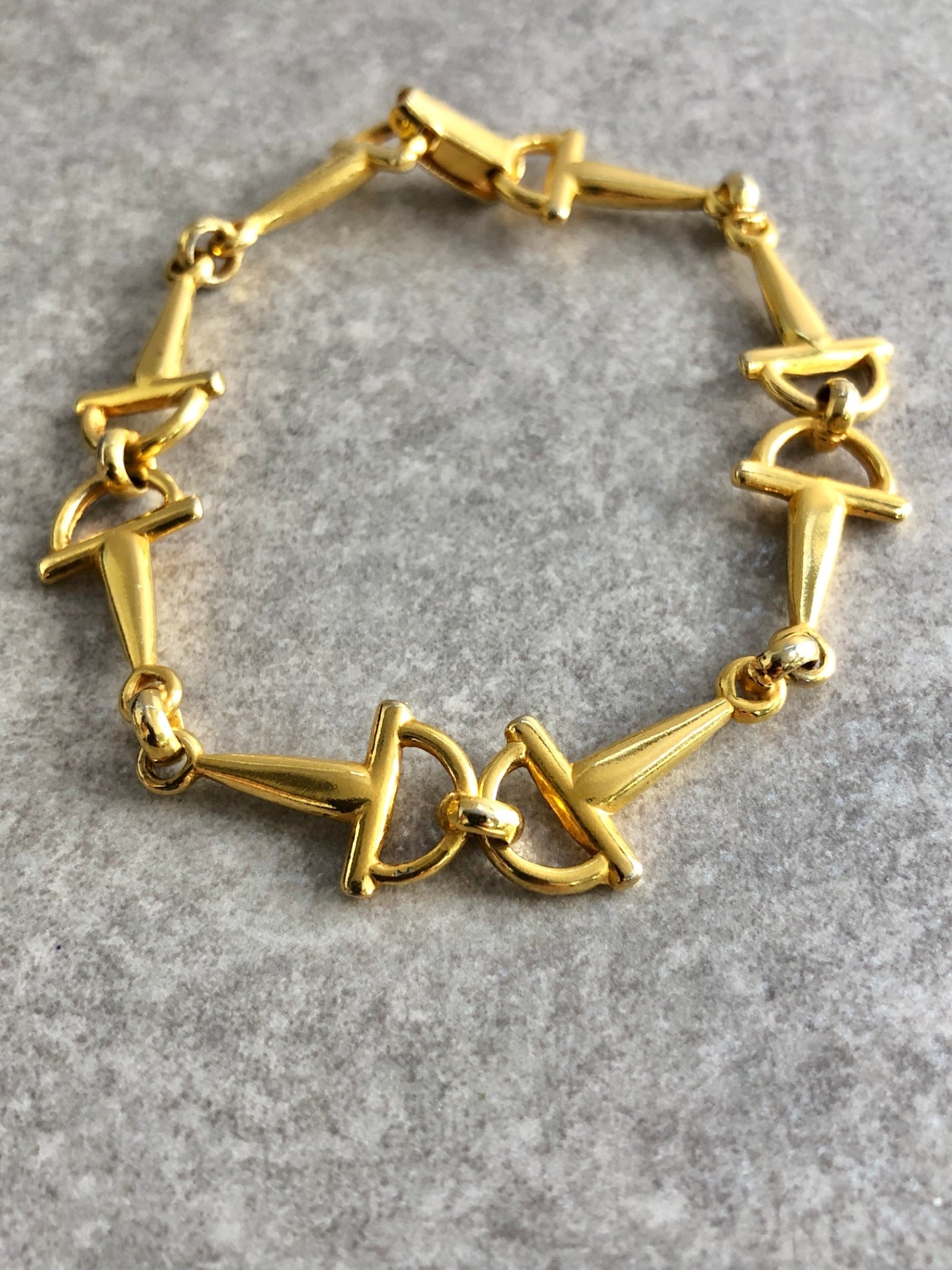 CELINE Horse Bit Bracelet Gold Vintage yx6tea