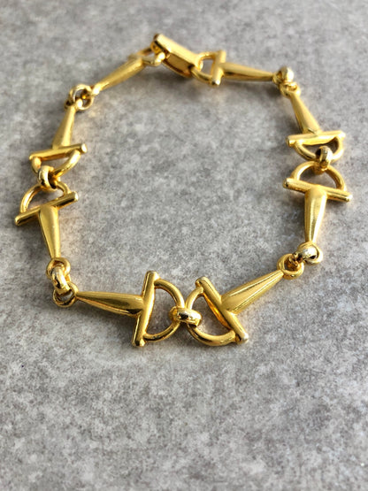 CELINE Horse Bit Bracelet Gold Vintage yx6tea