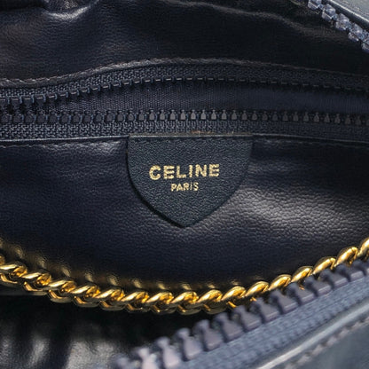 CELINE Triomphe Chain Shoulder bag Navy Vintage h4r6w8