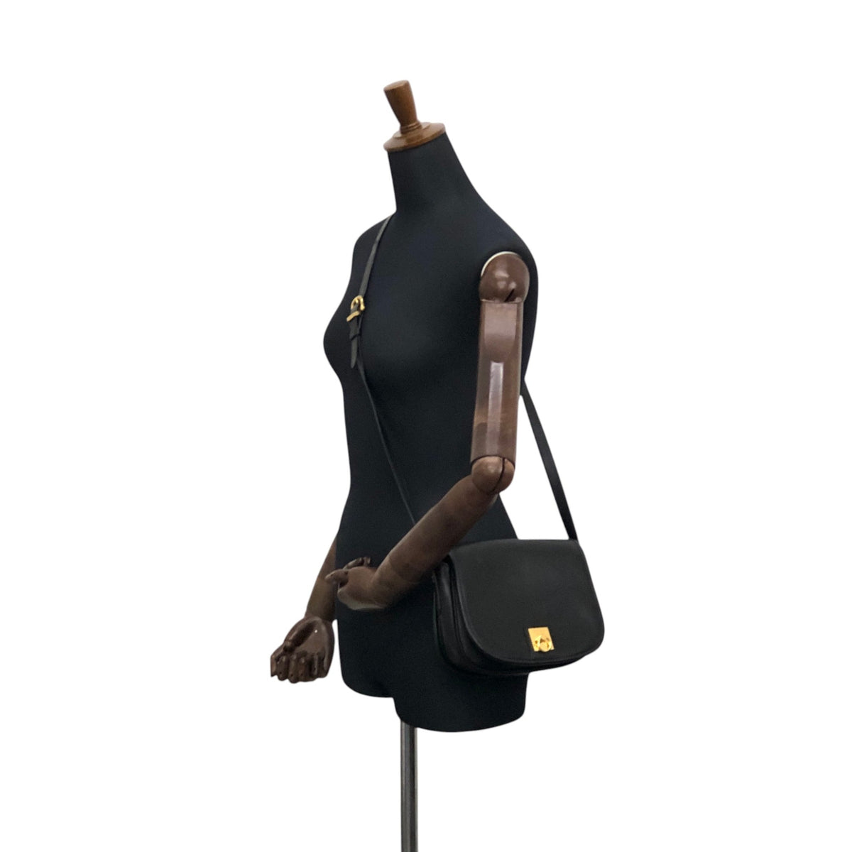 CELINE Gancini Shoulder bag Black Vintage b3ugaa