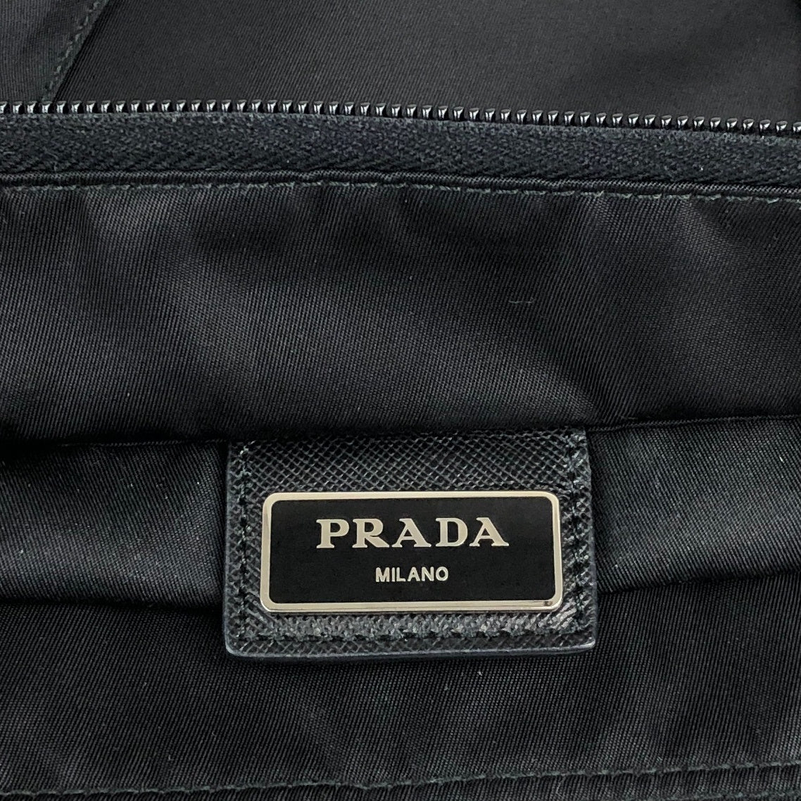 PRADA Tessuto Triangle Logo Two-way Handbag Shoulder bag Black Vintage 3syb38