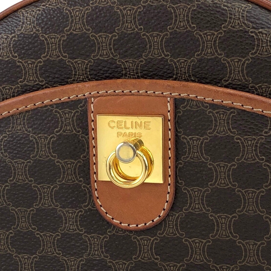 CELINE Macadam Gancini Round Shoulder bag Brown Vintage f76bfn