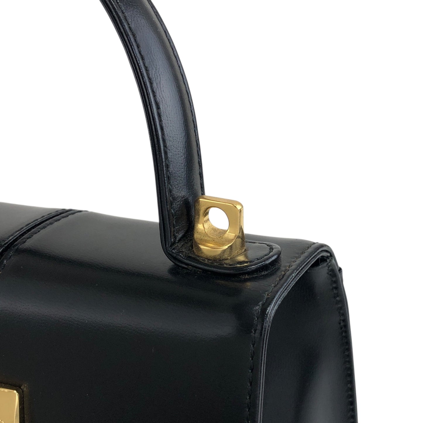 Yves Saint Laurent Logo Two-way Handbag Shoulder bag Black Vintage ktpth7