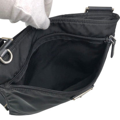 PRADA Tessuto Triangle Logo Shoulder bag Black Vintage ifhbwp