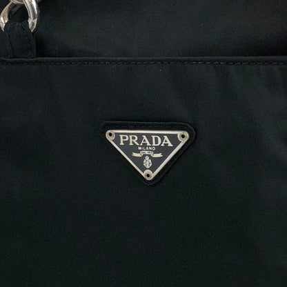 PRADA Triangle Logo Metal Handle Handbag Black Vintage 5usfgw