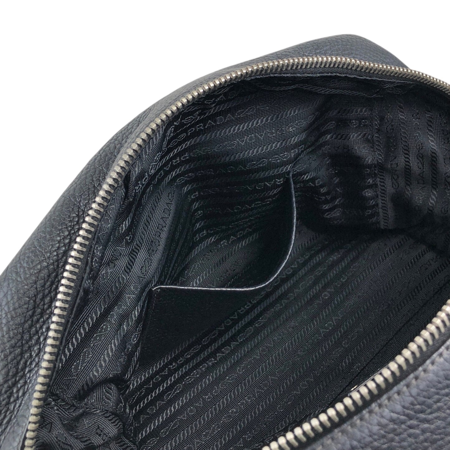 PRADA Logo Embossed Small Boston bag Handbag Black Vintage maefbu