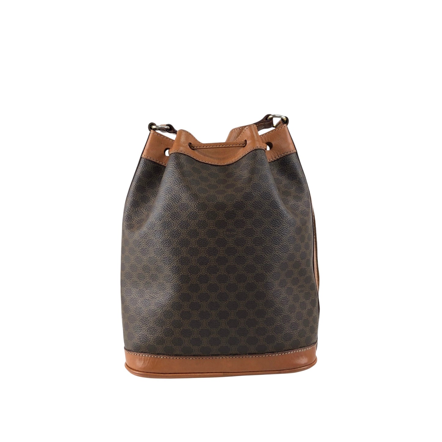 CELINE Macadam Blason Drawstring Shoulder bag Brown Vintage p5vd3z