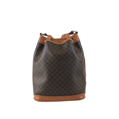CELINE Macadam Blason Drawstring Shoulder bag Brown Vintage p5vd3z
