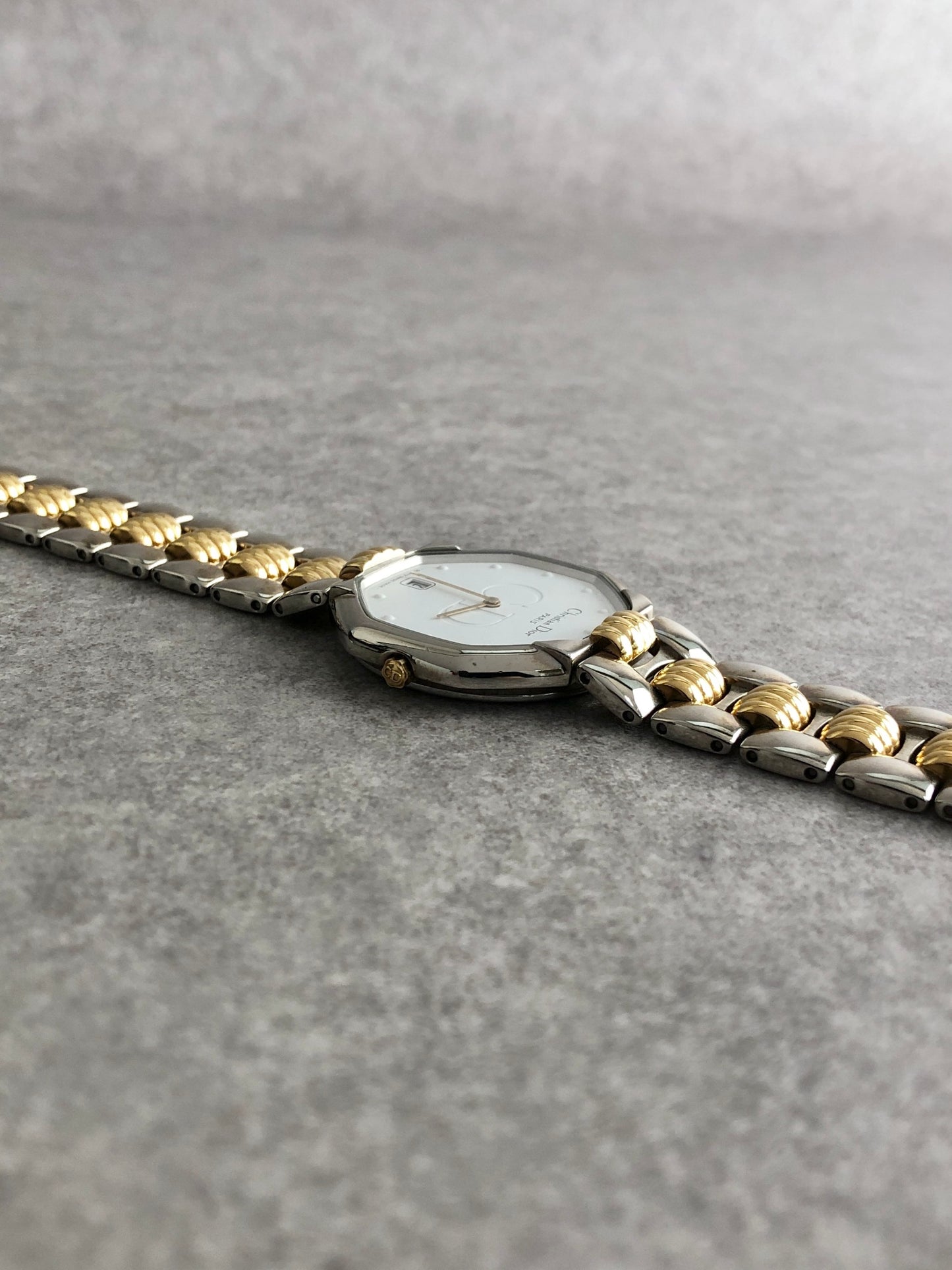 Christian Dior Logo Quartz Watch Silver×Gold 45.204 Vintage 7f63by