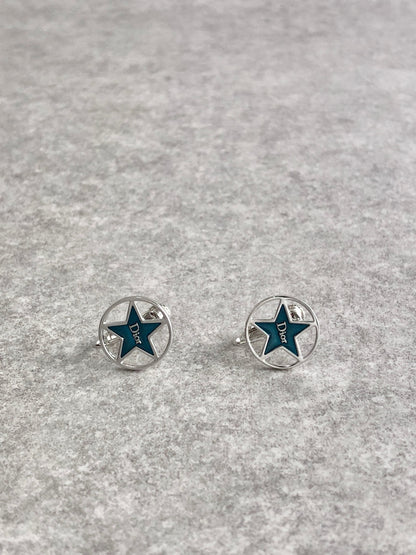 Christian Dior Logo Earrings Silver Vintage dun6w3