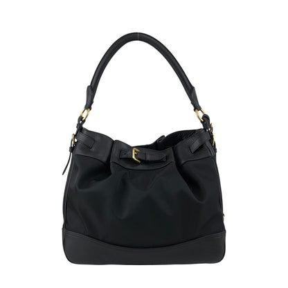 PRADA Logo Front Buckle Shoulder bag Black Vintage rv2srn