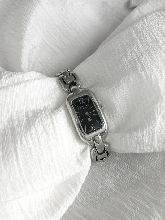 CELINE Macadam Quartz Watch Silver Vintage tpjpgn