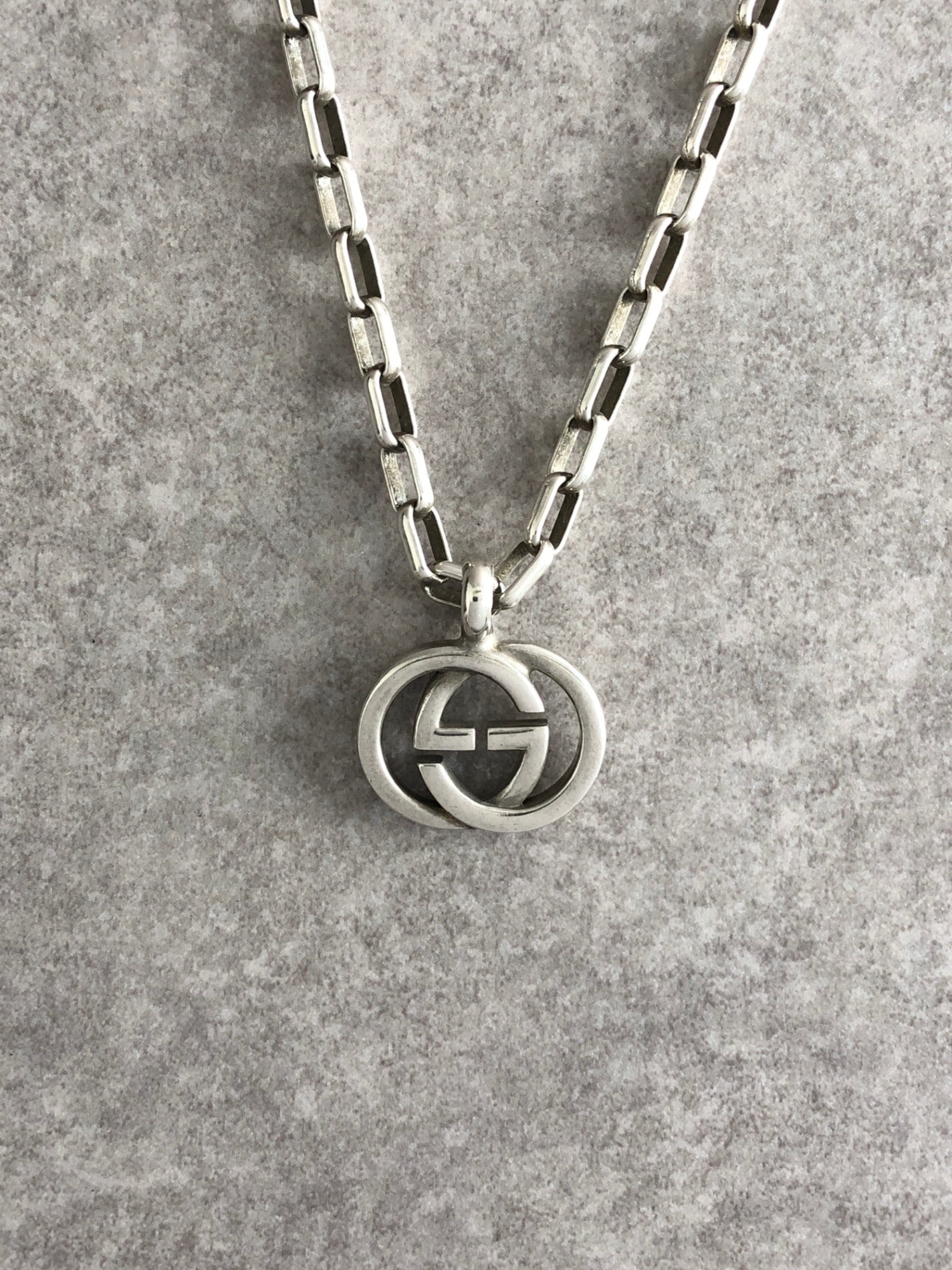 GUCCI Interlocking SILVER925 Necklace Silver Vintage twg3nj