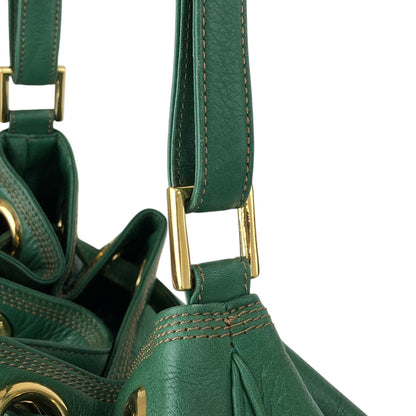 LOEWE Anagram Drawstring Shoulder bag Green Vintage 4p76em