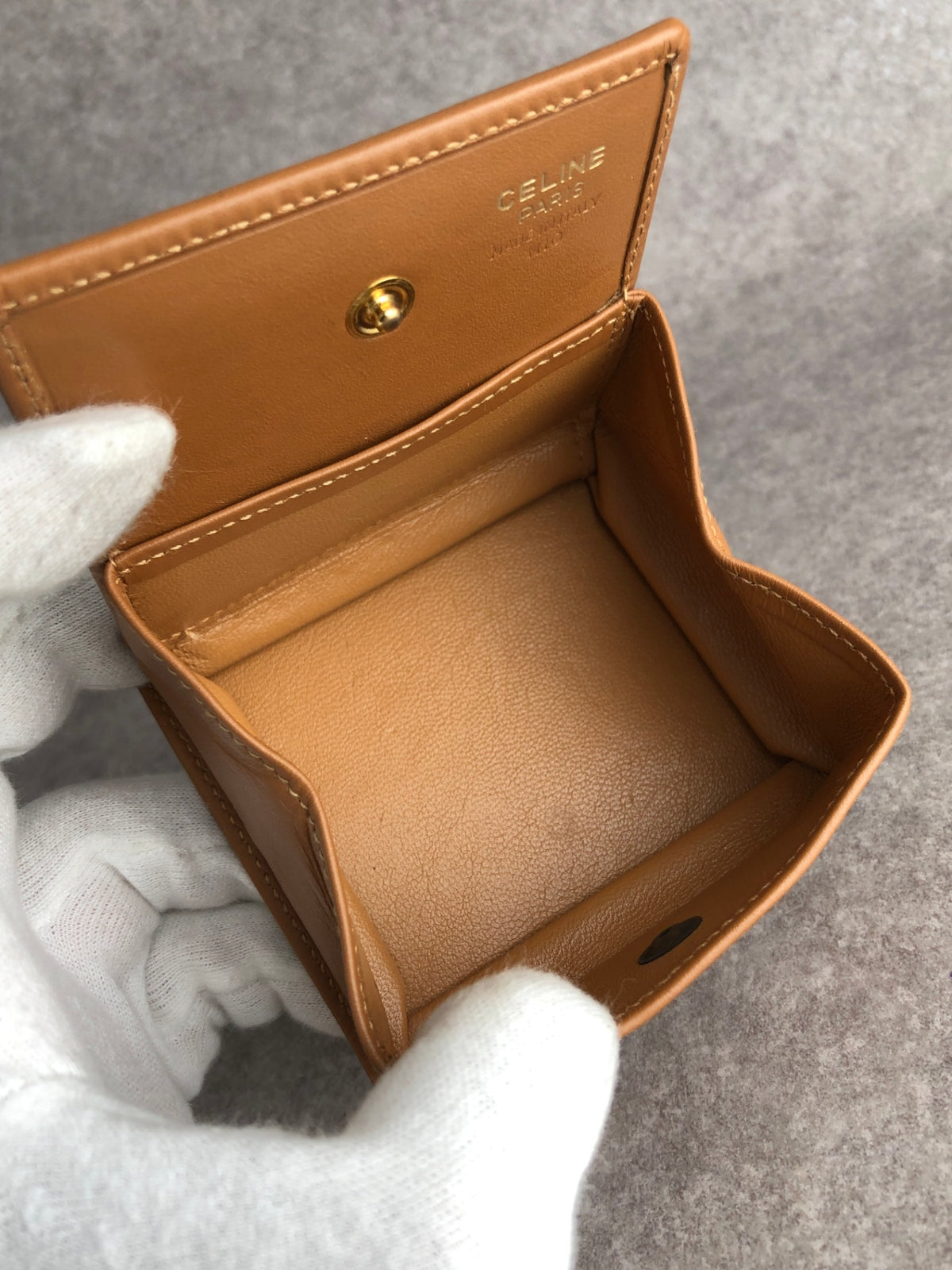 CELINE Macadam Coin Purse Brown Vintage 8a3g8d