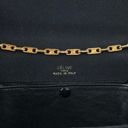 CELINE Triomphe Chain Shoulder bag Black Vintage 7i7ugg