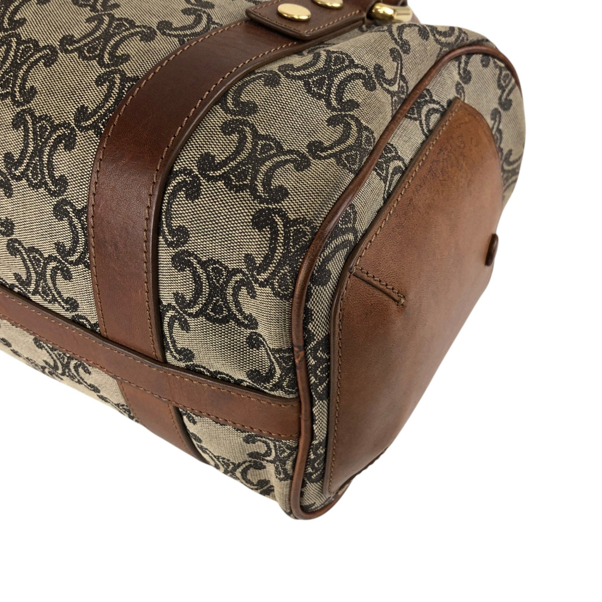CELINE Triomphe Small Boston bag Handbag Brown Vintage 2j8imx
