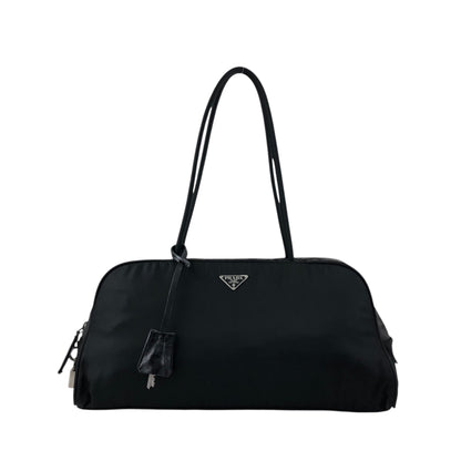PRADA Tessuto Triangle Logo Padlock Small Boston bag Handbag Black Vintage a3zkst