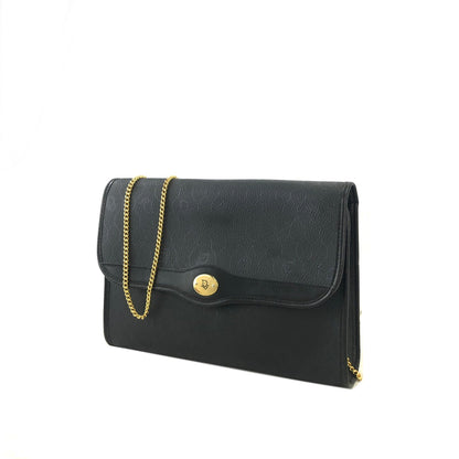 Christian Dior Logo Honeycomb Pattern Drawstring Chain Crossbody Shoulder bag Black Vintage fm82u8