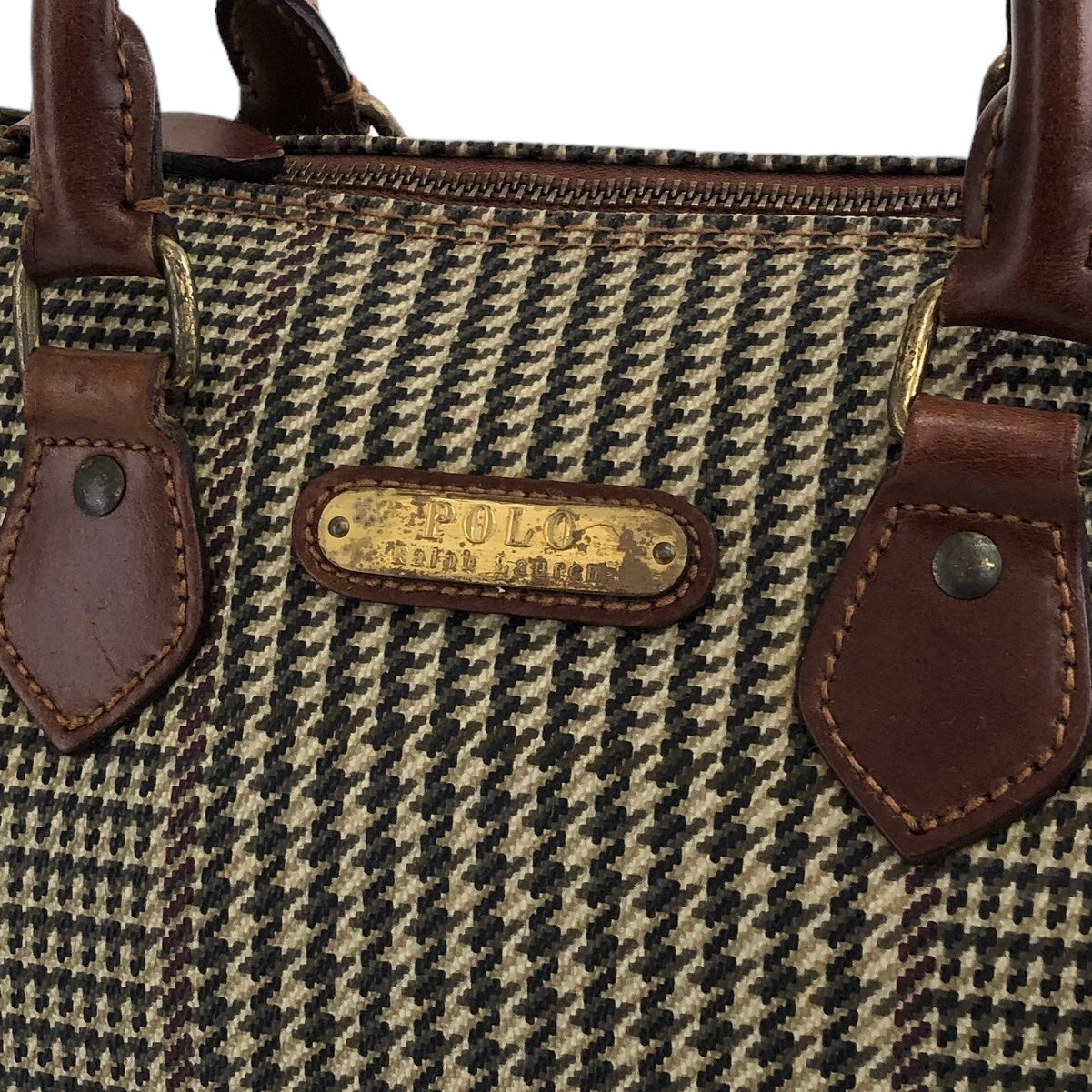 RALPH LAUREN PVC Handbag Boston bag Brown Vintage udae2k